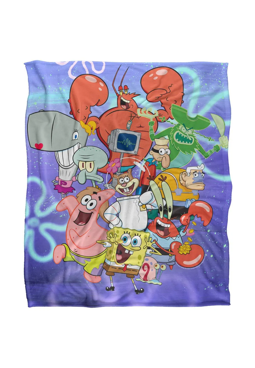 Spongebob Character Group Silky Touch Super Soft Throw Blanket 152 X 127 cm in White
