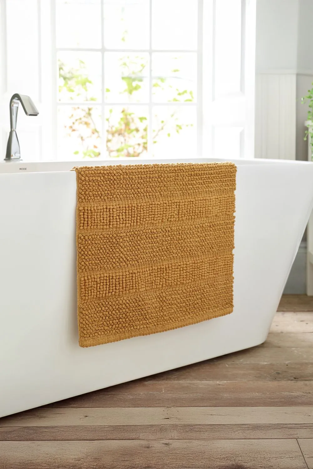Deyongs Romeo Textured 100% Cotton Bath Mat - 1500gsm Absorbent Bathroom Rug | 1846 in Light Sand 1