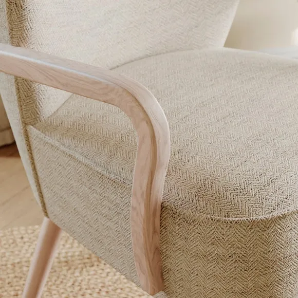 Eliza Swithland Herringbone Wooden Occasional Armchair 3