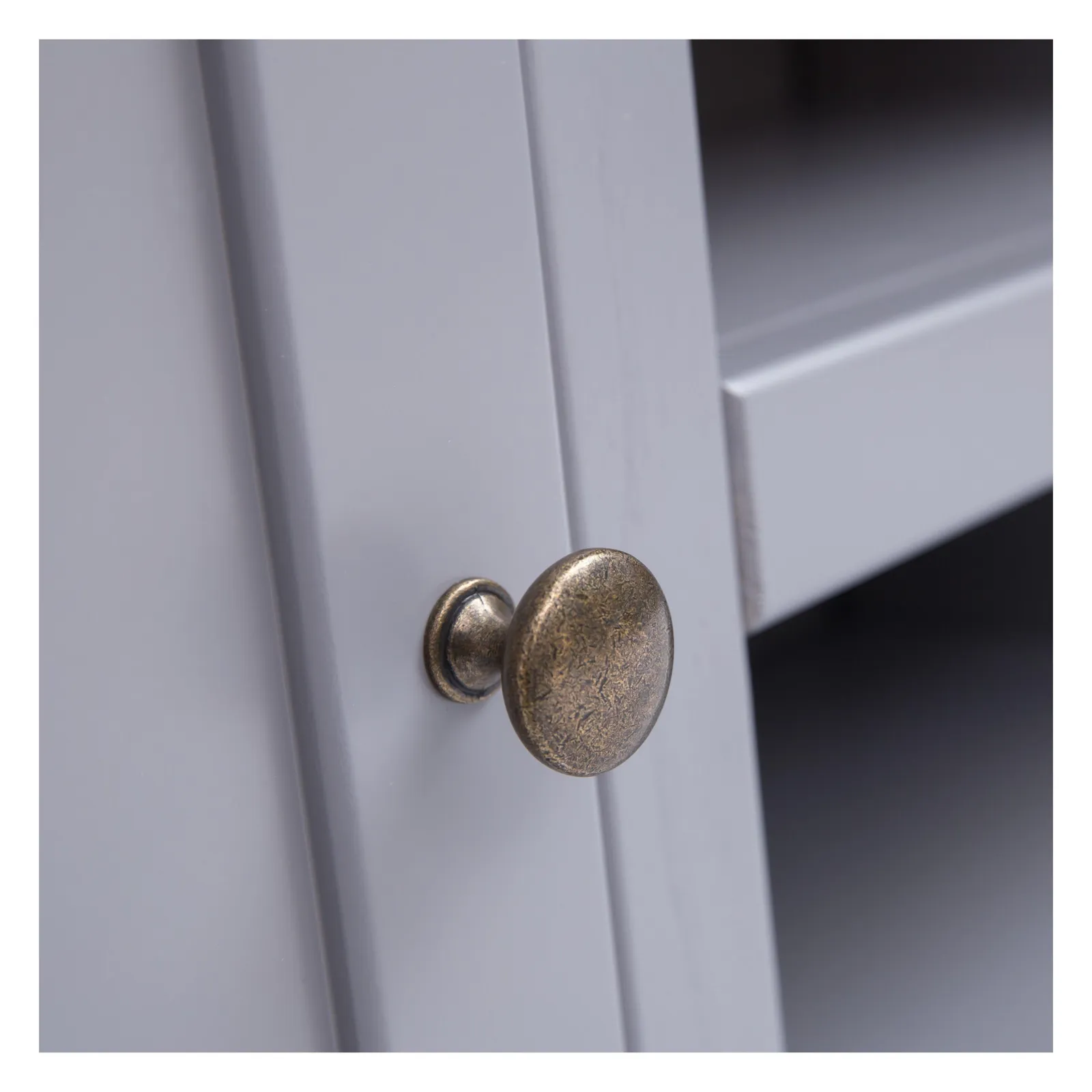 Cabinet Bits Biccari Grey 2 Door TV Cabinet Brass Knob 5