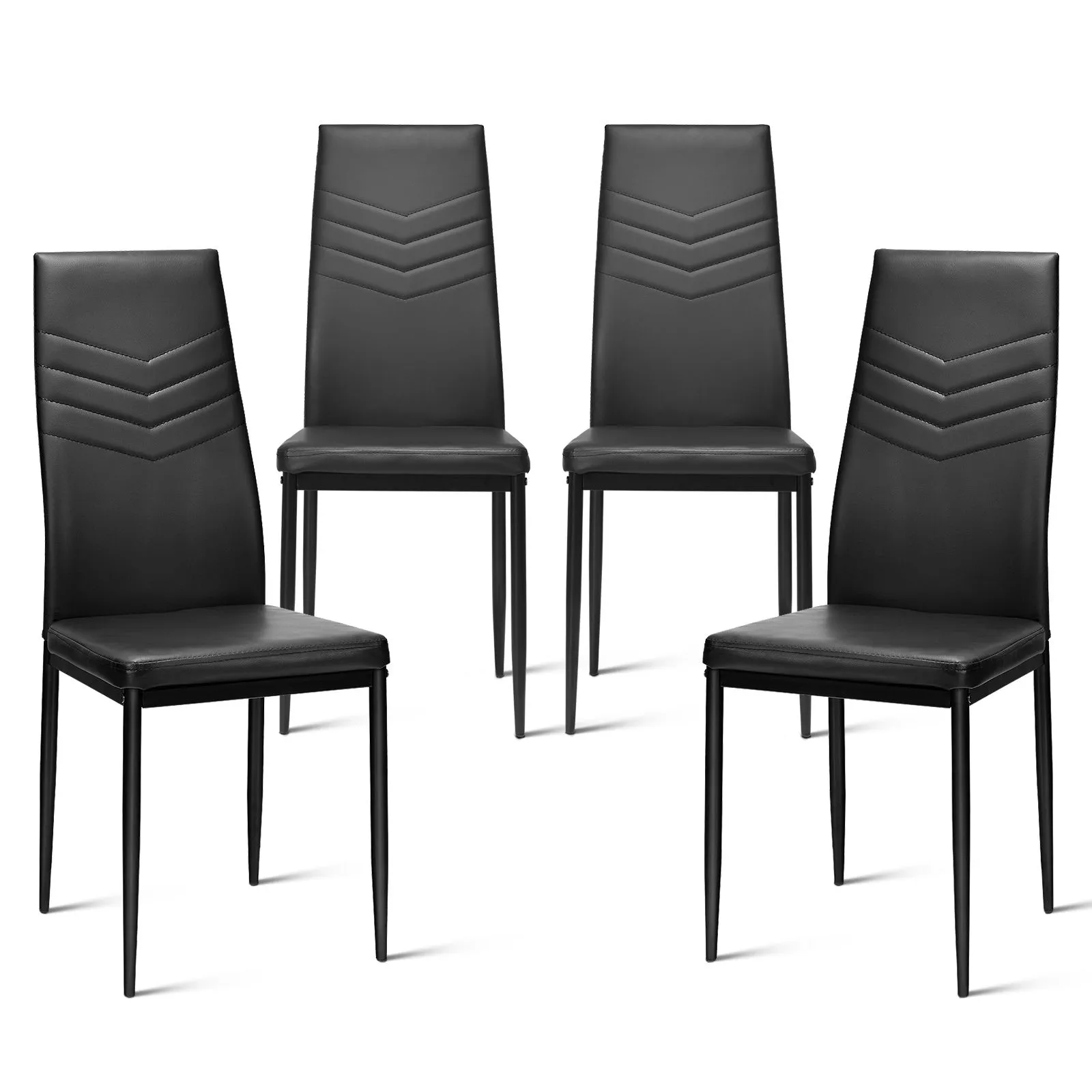 Costway Set of 4 Dining Chairs Padded Seat High Back Armless Accent Dining Side Chairs in Black