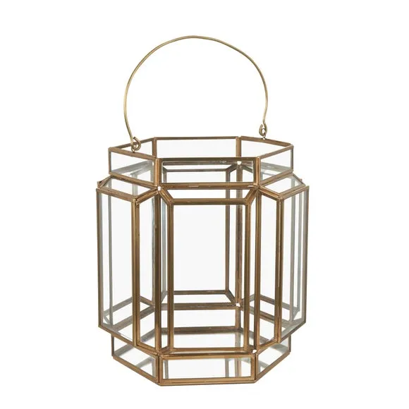 Brass Wide Hexagon Lantern 4