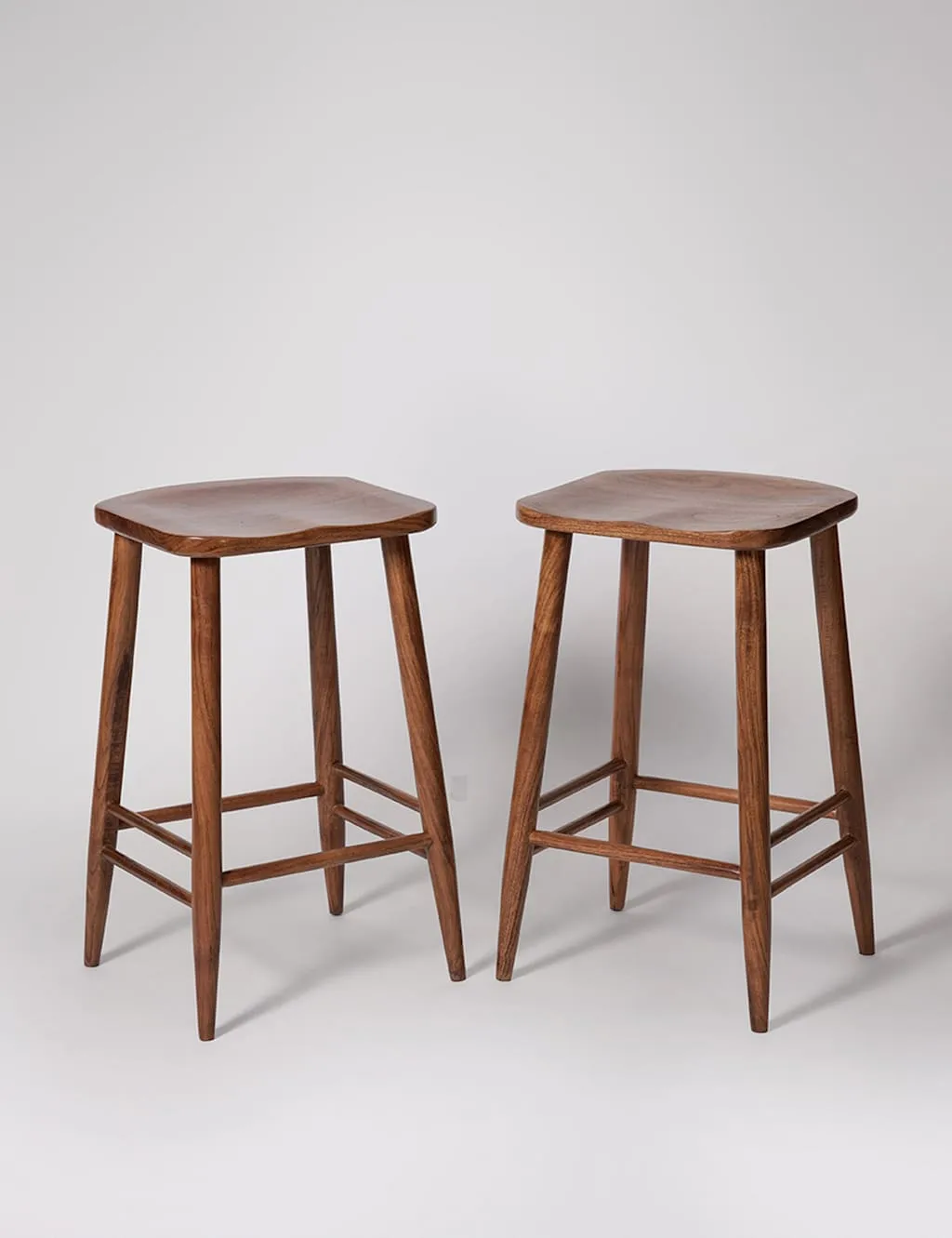 Swoon Set of 2 Southwark Acacia Wood Kitchen Stools Medium Brown