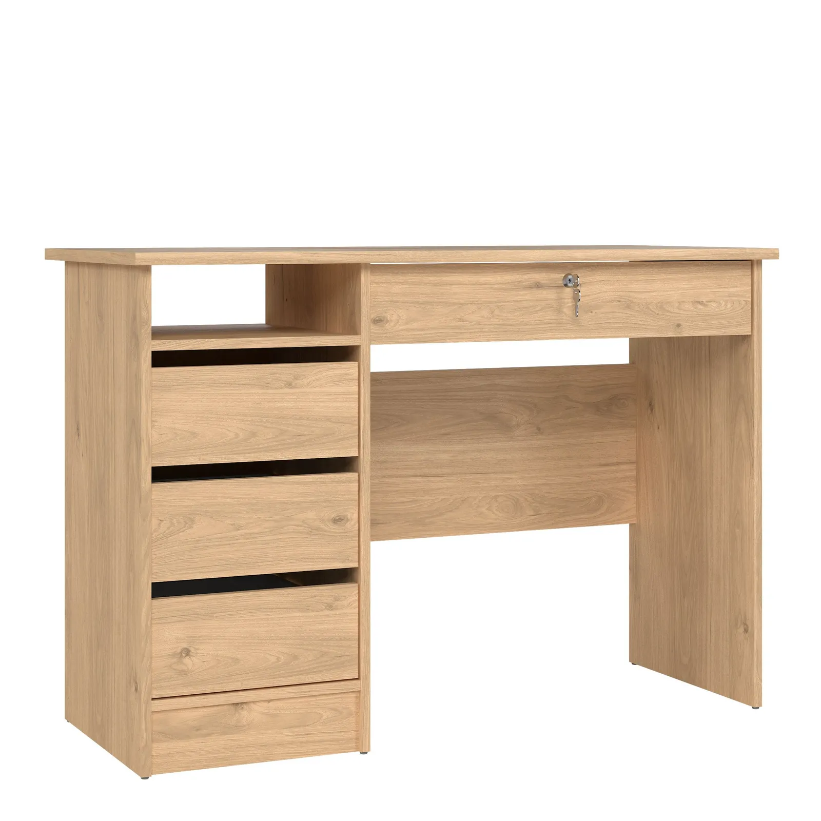Furniture To Go Function Plus 4 Drawer Desk Handles Drawer in Light Brown