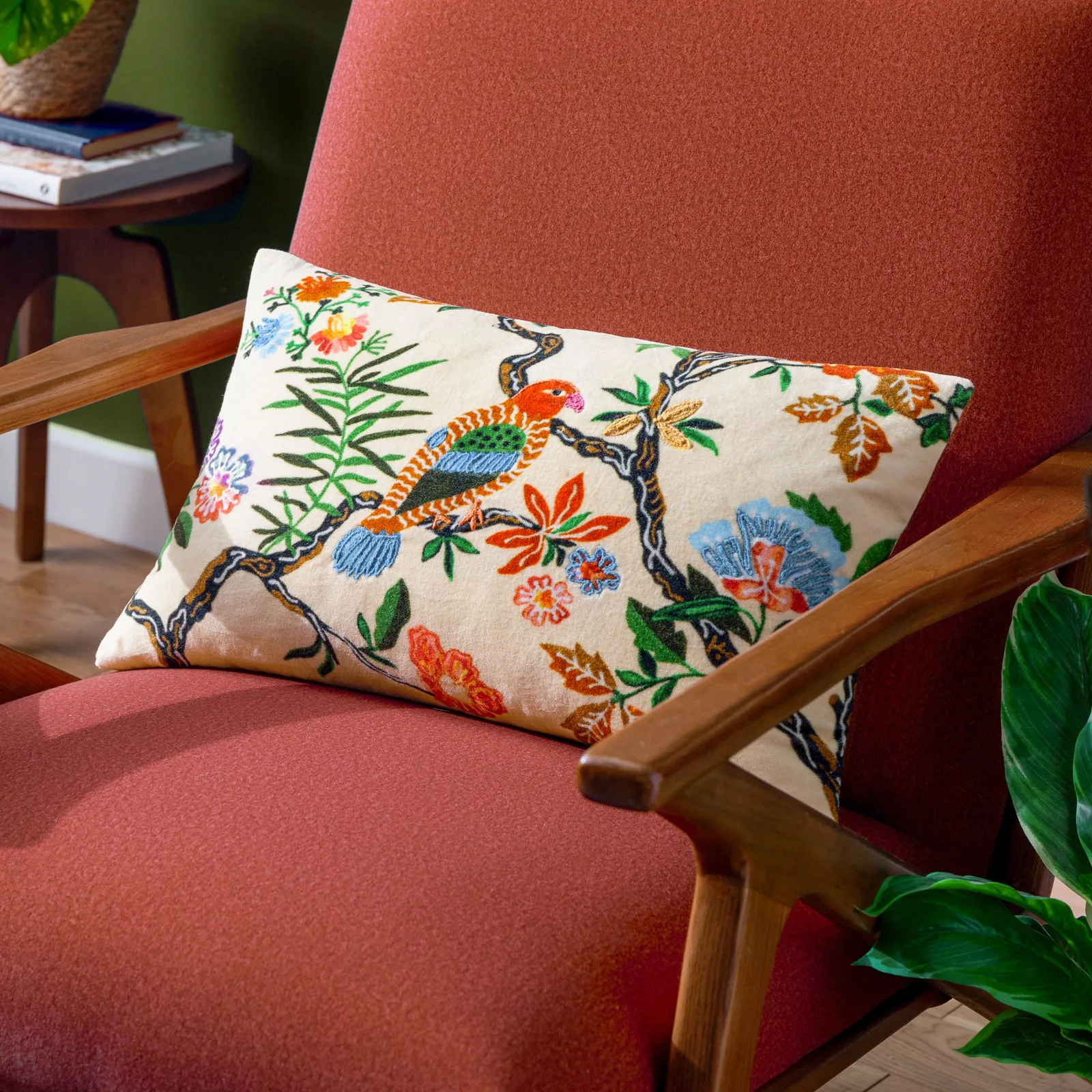 Wylder Tropics Sittacula Embroidered Cushion