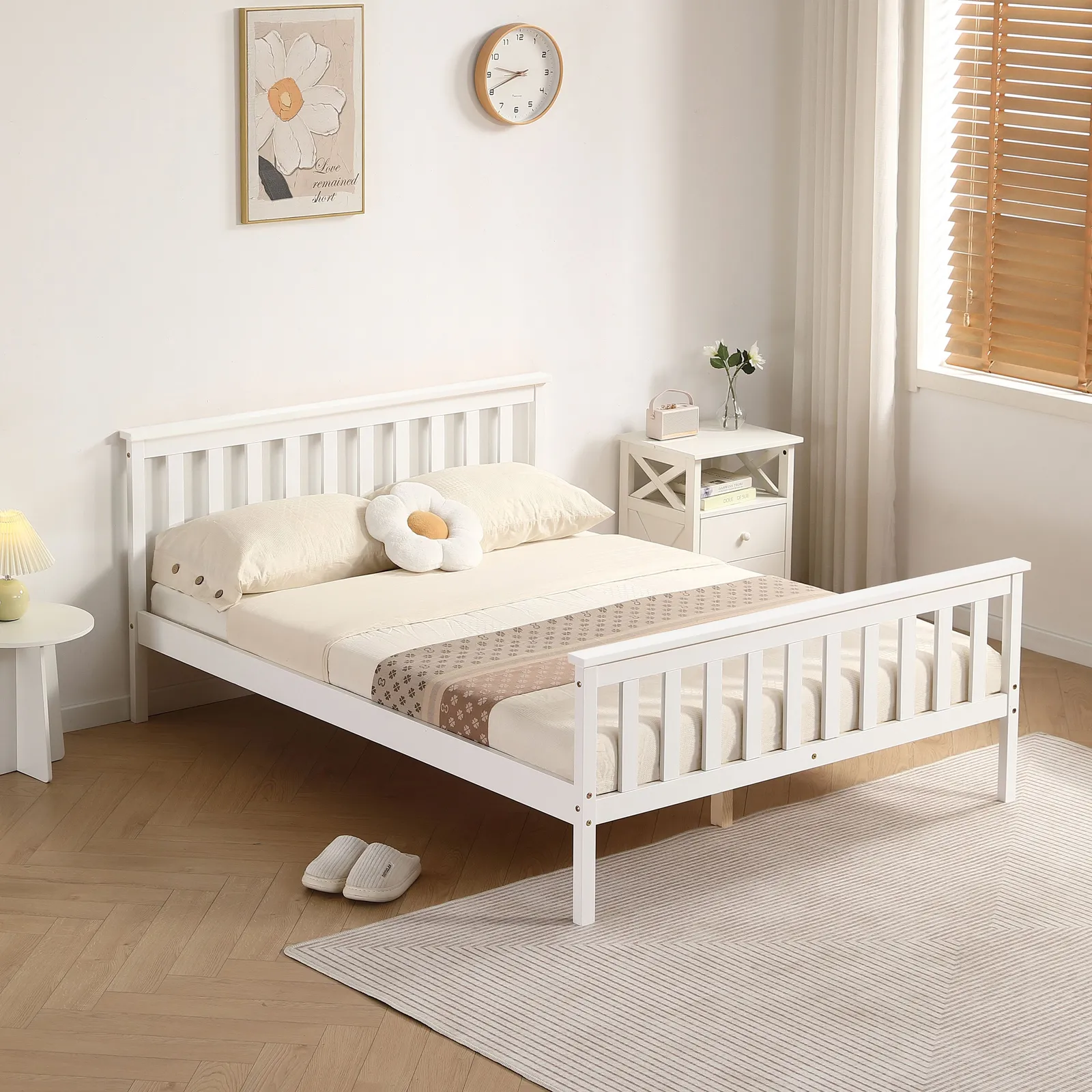 Comfy Living Ltd Modern Wooden Bed Frame in White 1