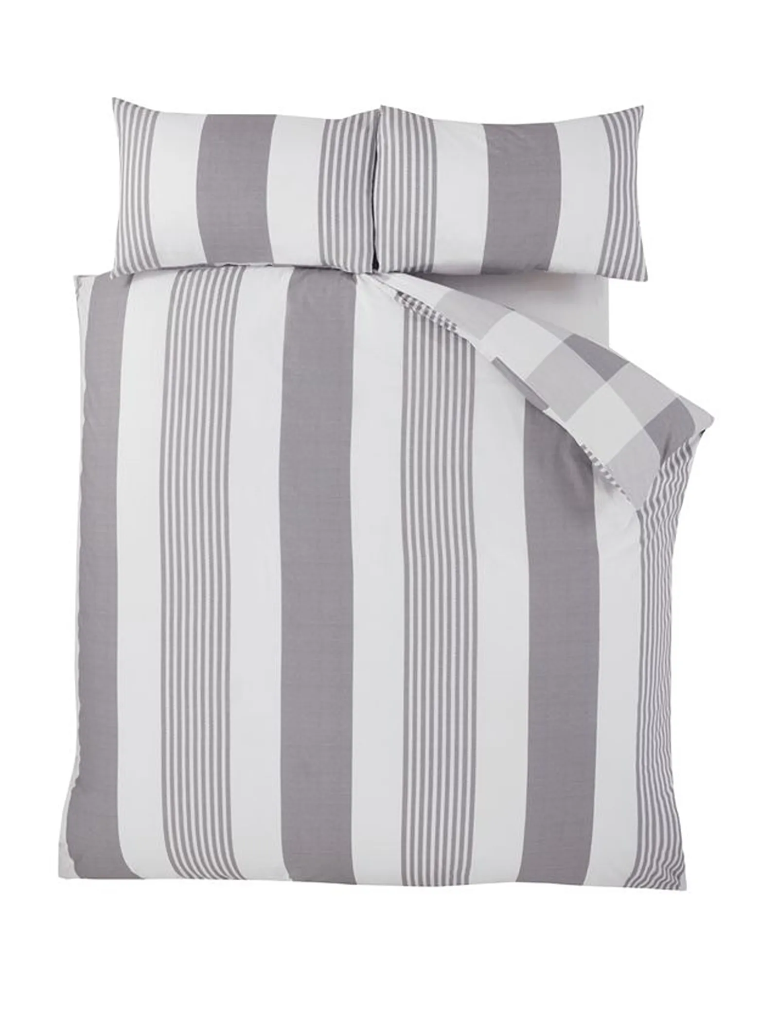 Rapport Home PH Chambray Stripe Duvet Cover Set with Pillowcase in Grey 3