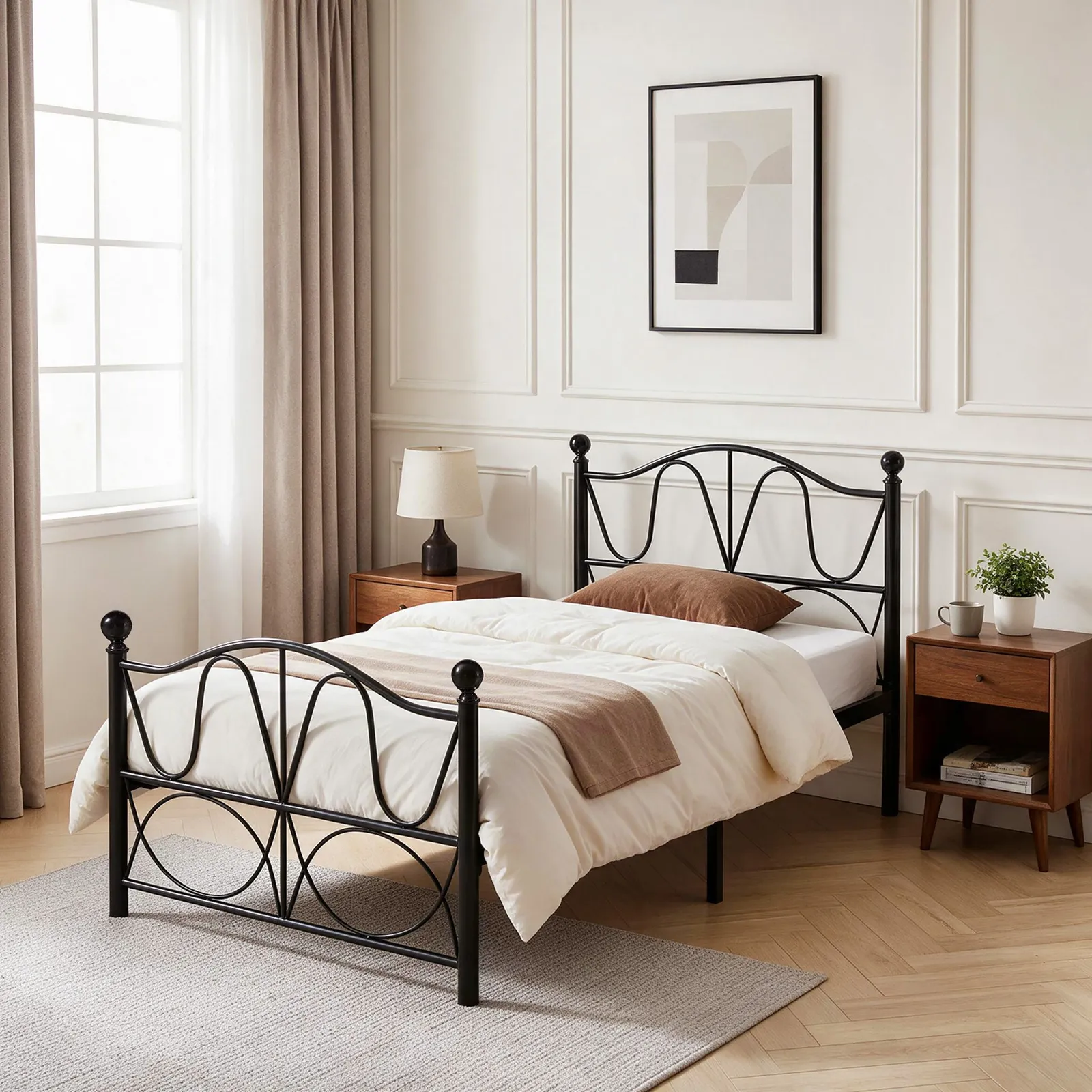 Comfy Living Ltd Scroll Effect Metal Bed Frame in Black 2