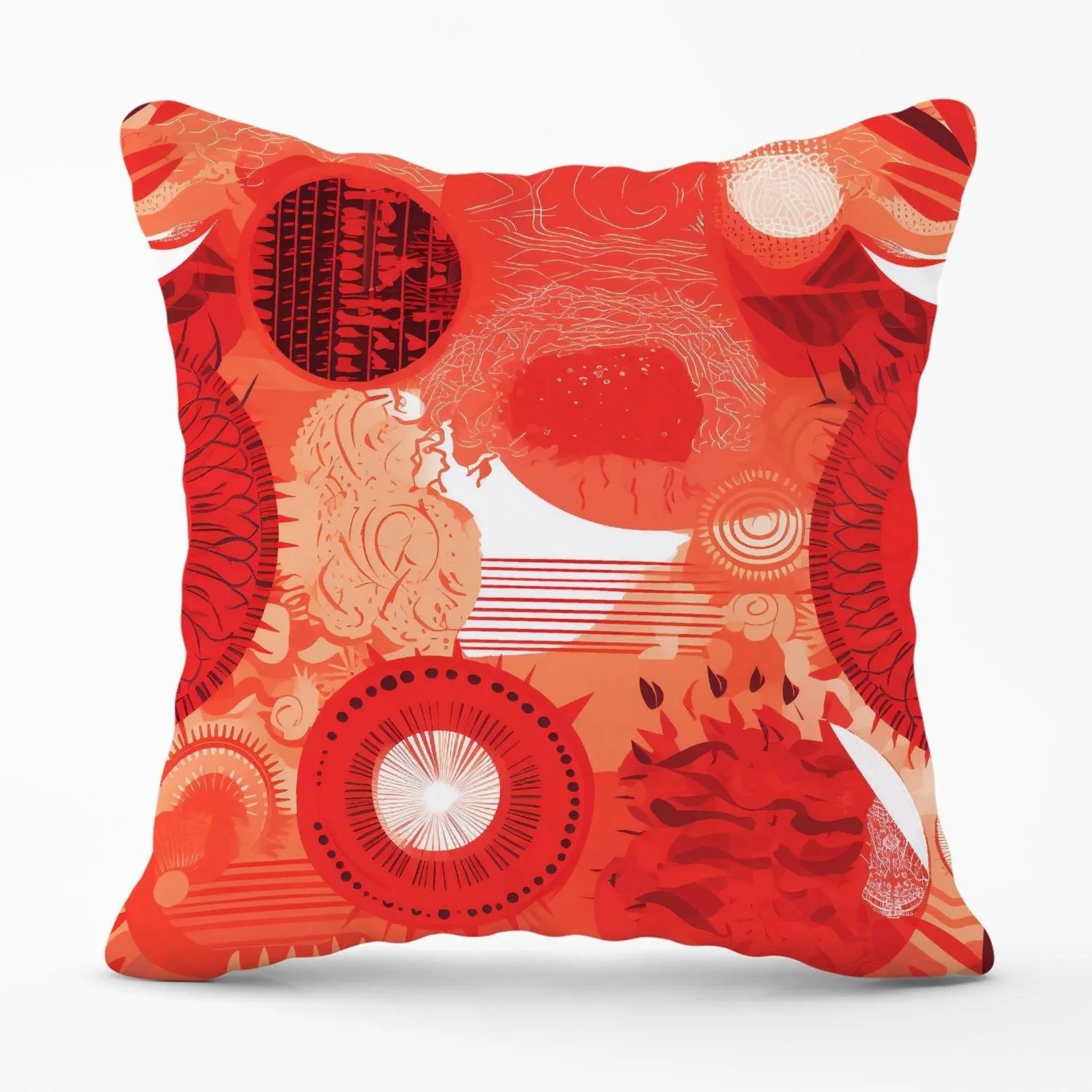Warren Reed - Designer Abstract Red Sun pattern Outdoor Cushion