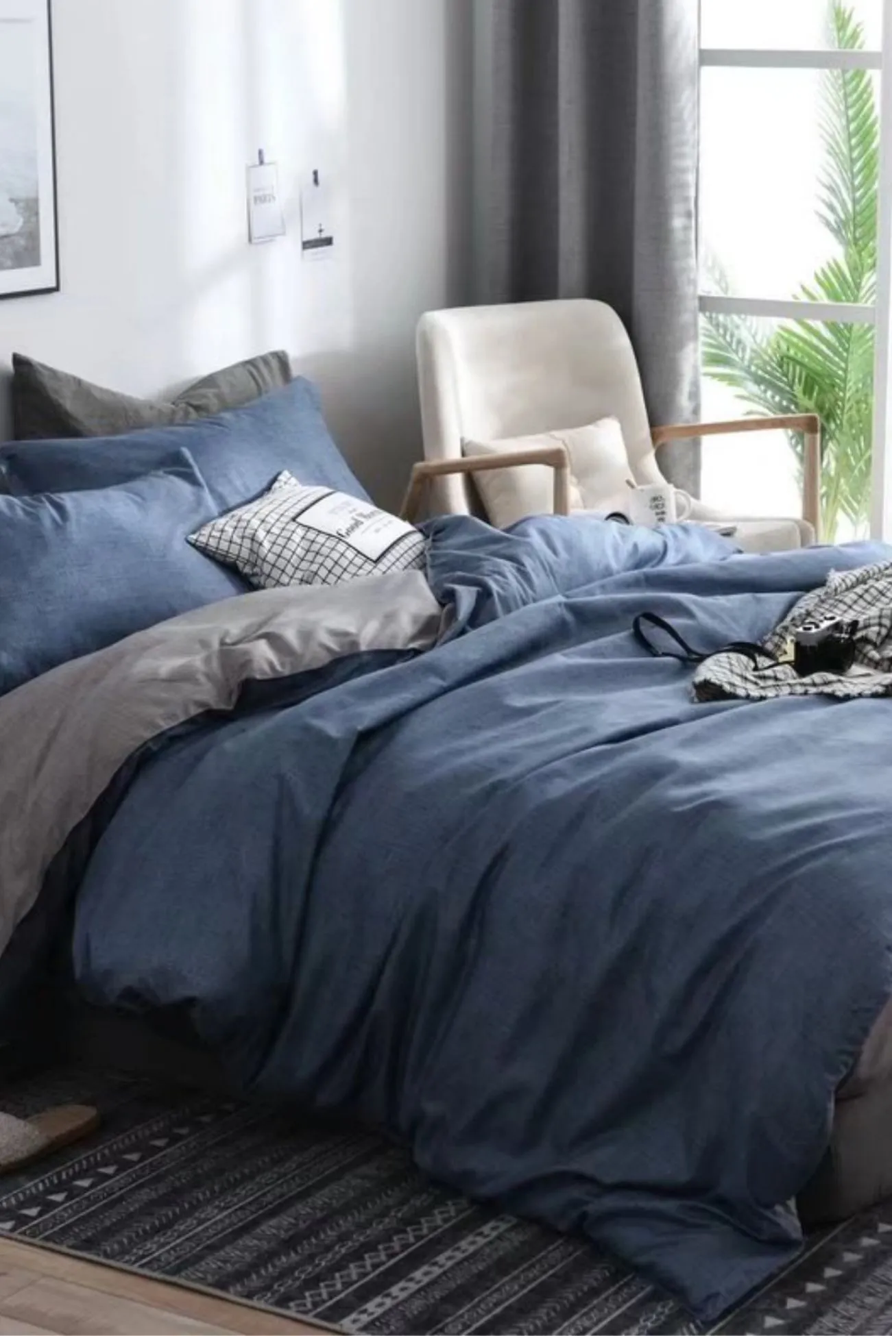 Ezysleep Reversible Blue Printed Duvet Set 2