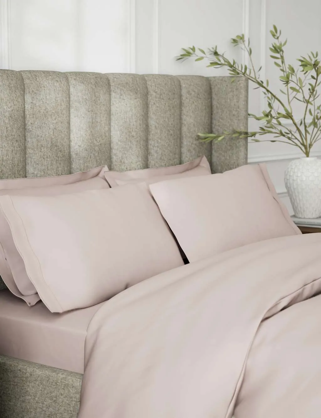 M&S 2 Pack Egyptian Cotton 230 Thread Count King Size Pillowcases Dusted Pink