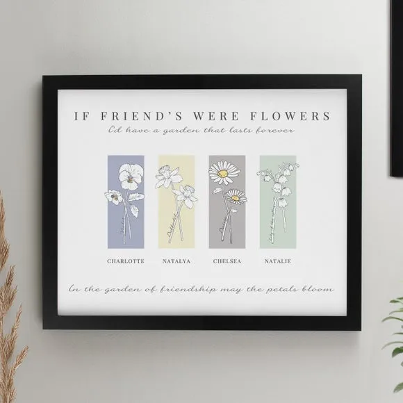 Personalised Birth Flower Family of 4 Framed Print