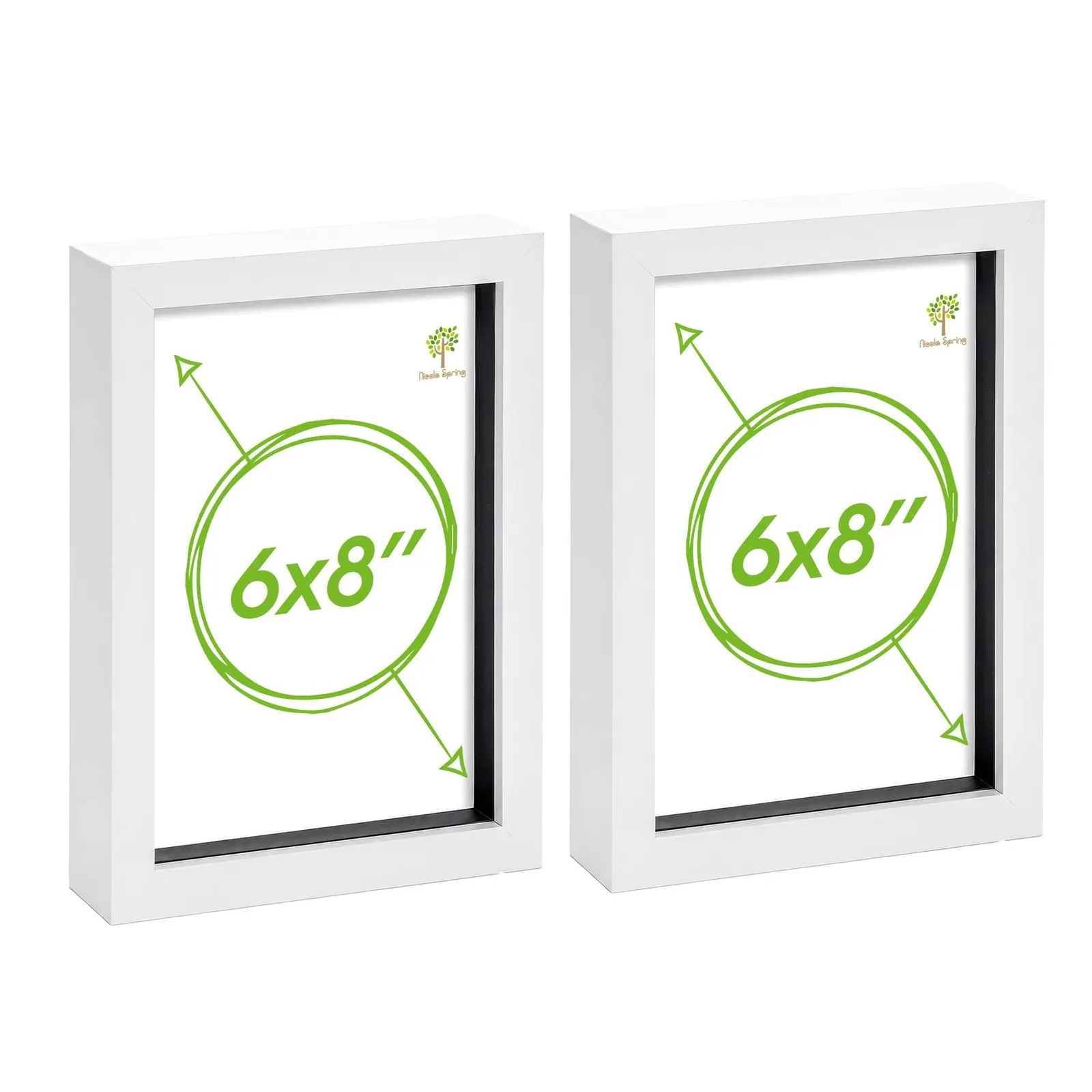 Nicola Spring 3D Box Photo Frames - A5 (6 x 8") - Pack of 2 in White 1