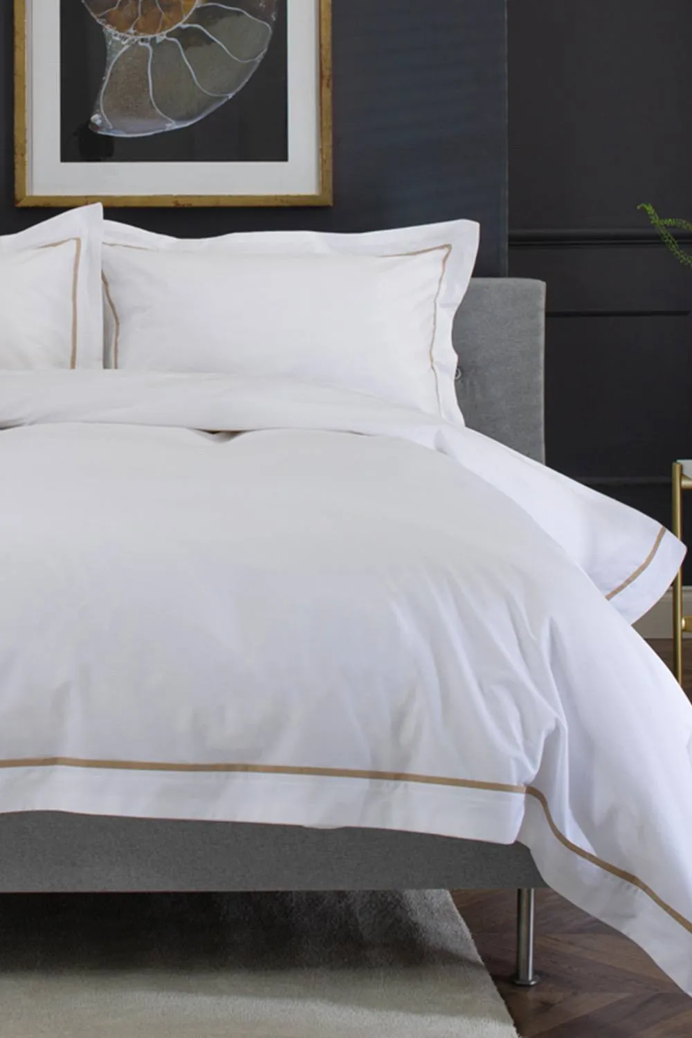 The Lyndon Company Boutique Hotel Hampstead 200 Thread Count Cotton Duvet Cover Set in Stone 2