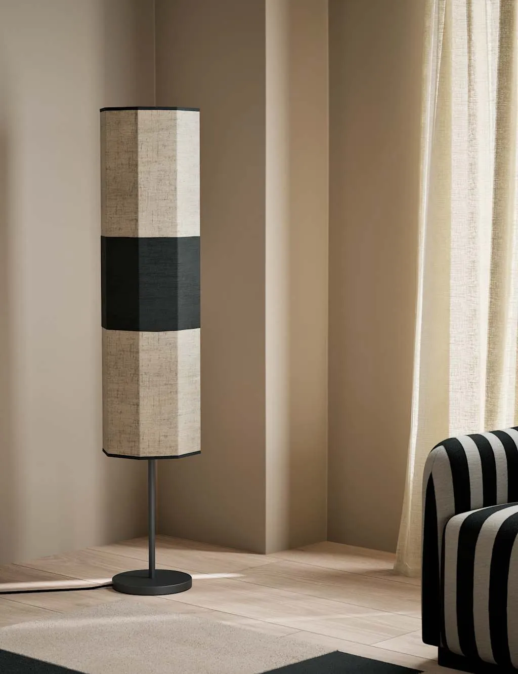 M&S X Kelly Hoppen Band Floor Lamp Natural