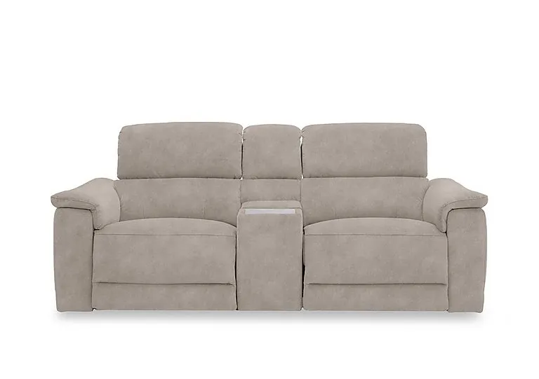 Genius Fabric 2 Seater Power Recliner Media Sofa with Power Headrest, Power Lumbar and Heated Seats - Dexter Ivory