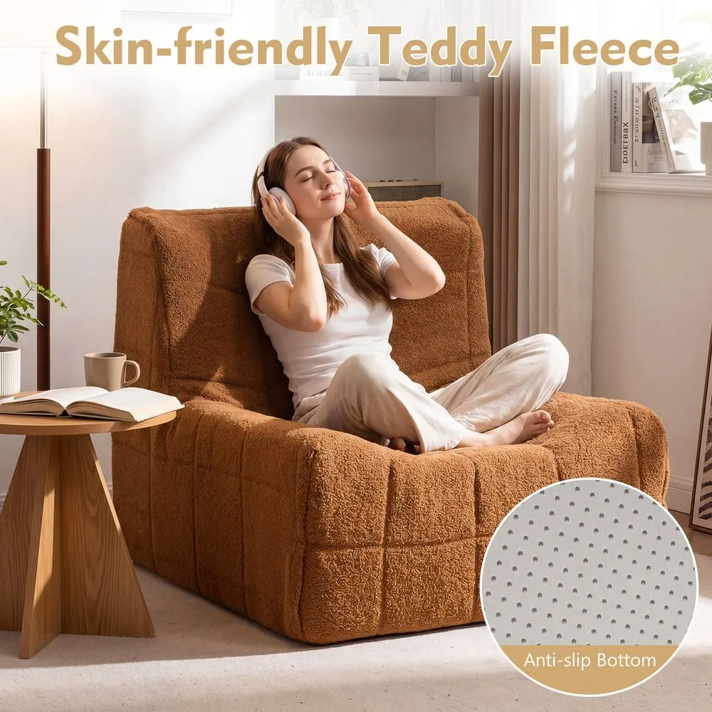 Costway Bean Bag Chair Comfy Lounge Chair Armless Upholstered Lazy Floor Sofa in Brown 6