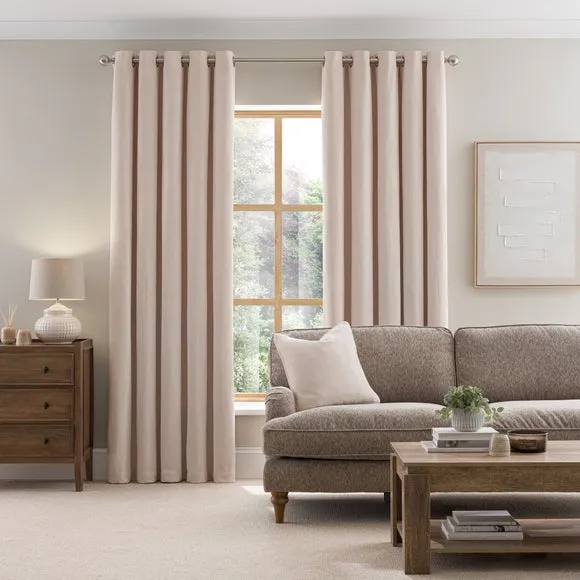 Soft Chenille Herringbone Eyelet Curtains 2