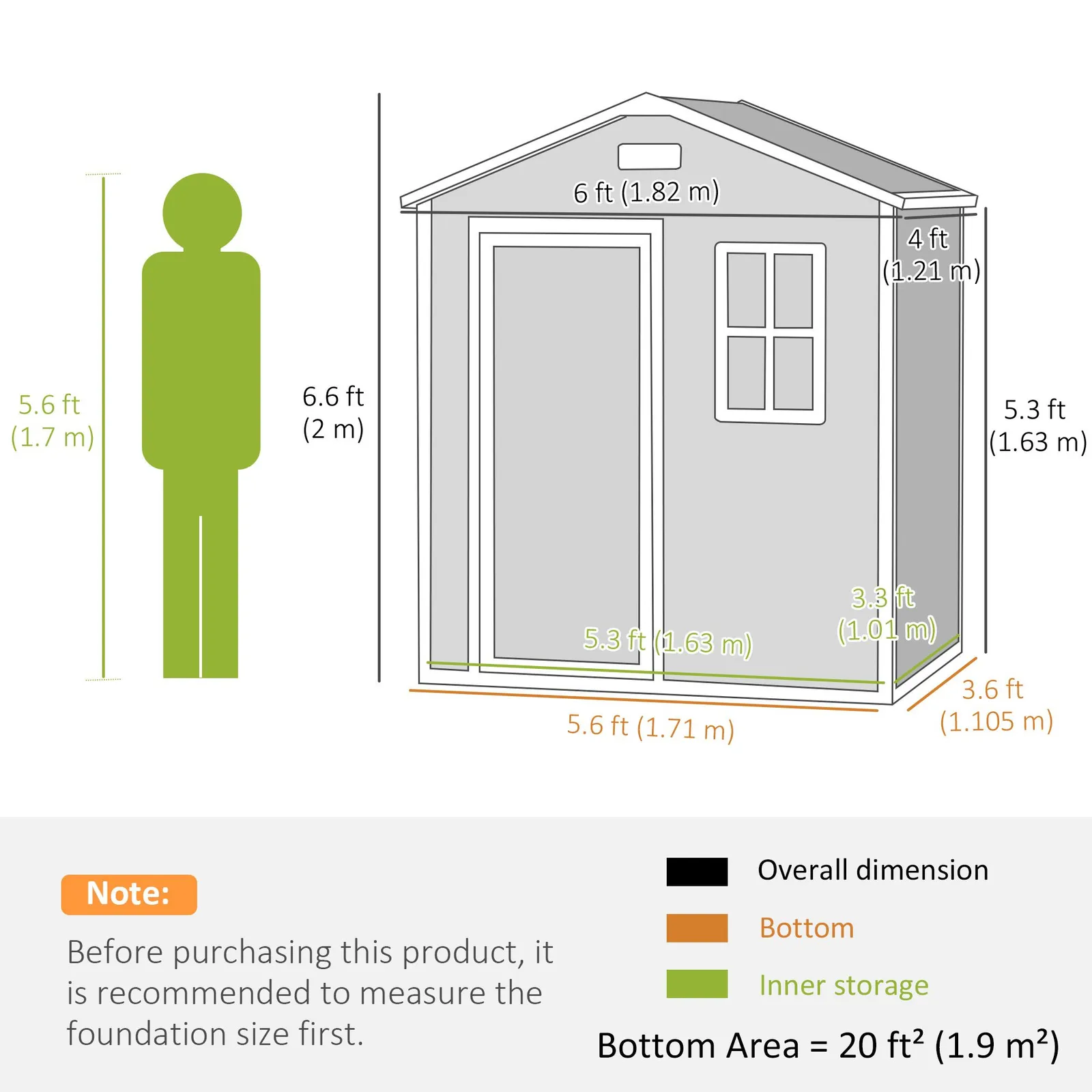OUTSUNNY 6 x 4ft Resin Garden Shed with Floor & Window, Grey 3
