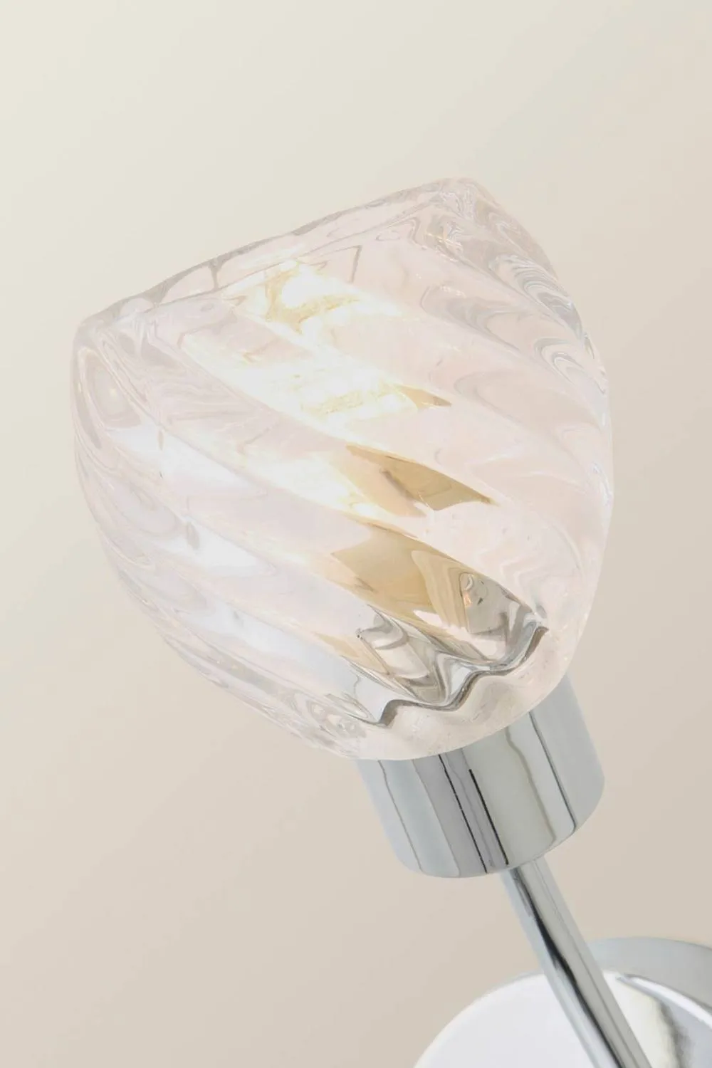ValueLights Reyka Chrome 2 Way Swirl Glass Wall Light in Metallic Silver 5