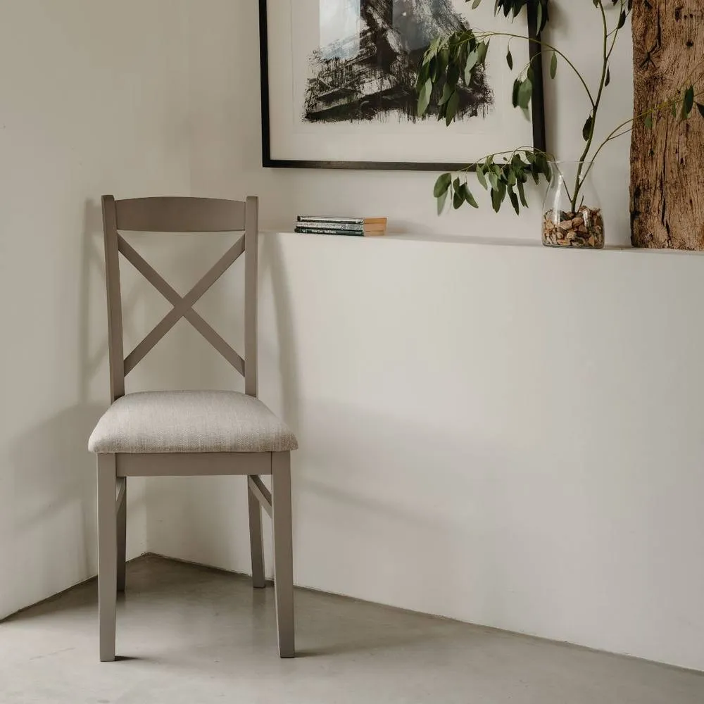 Statement Furniture Florence Crossback Upholstered Seat Dining Chair in Light Grey