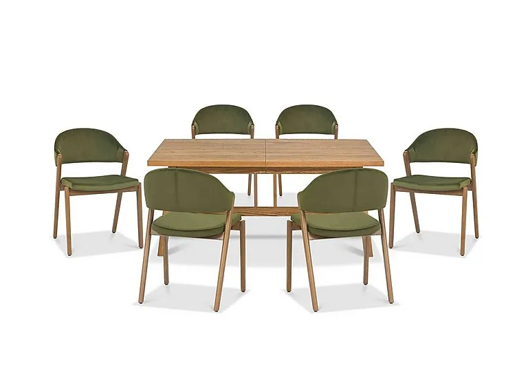 Stratford Small Extending Dining Table with 6 Fabric Chairs