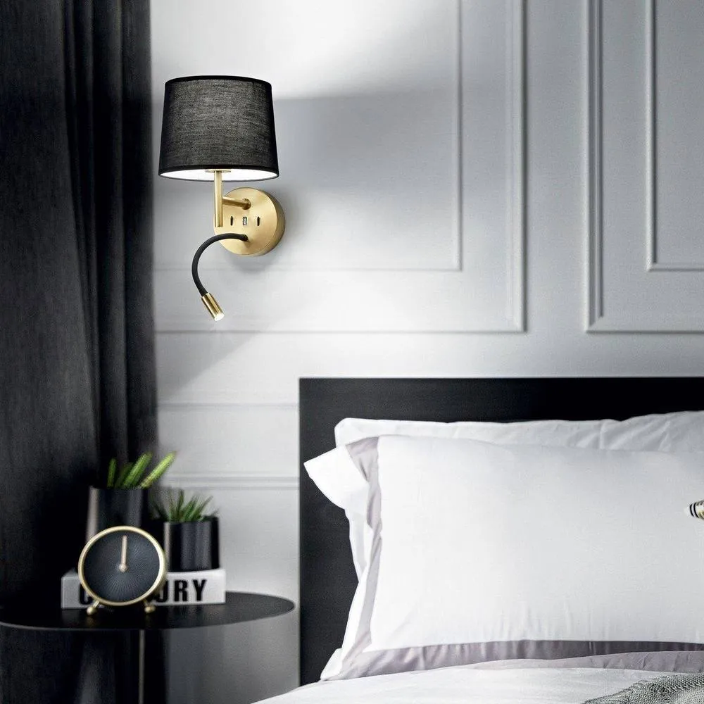 Netlighting Set Up Wall Light + Reading Light Brass Without Shade 3000K in Yellow 2
