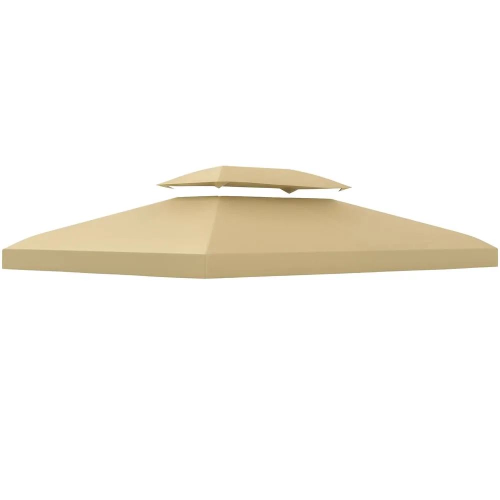 OUTSUNNY 3x4m Gazebo Replacement Roof Canopy 2 Tier Top UV Cover Cream White 2