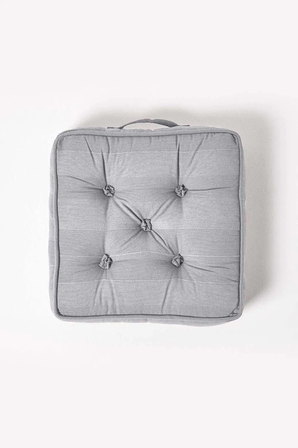 Homescapes Rajput Ribbed Cotton Floor Cushion in Light Grey 3