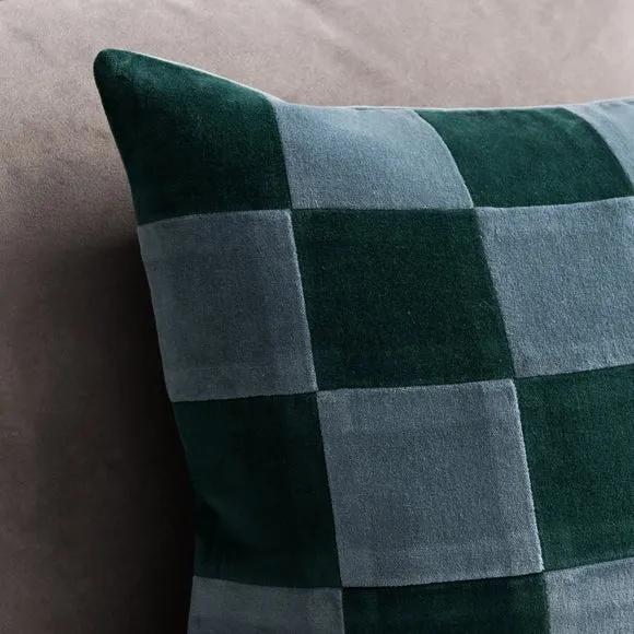 Clara Cubed Patchwork Cotton Velvet Square Cushion 6