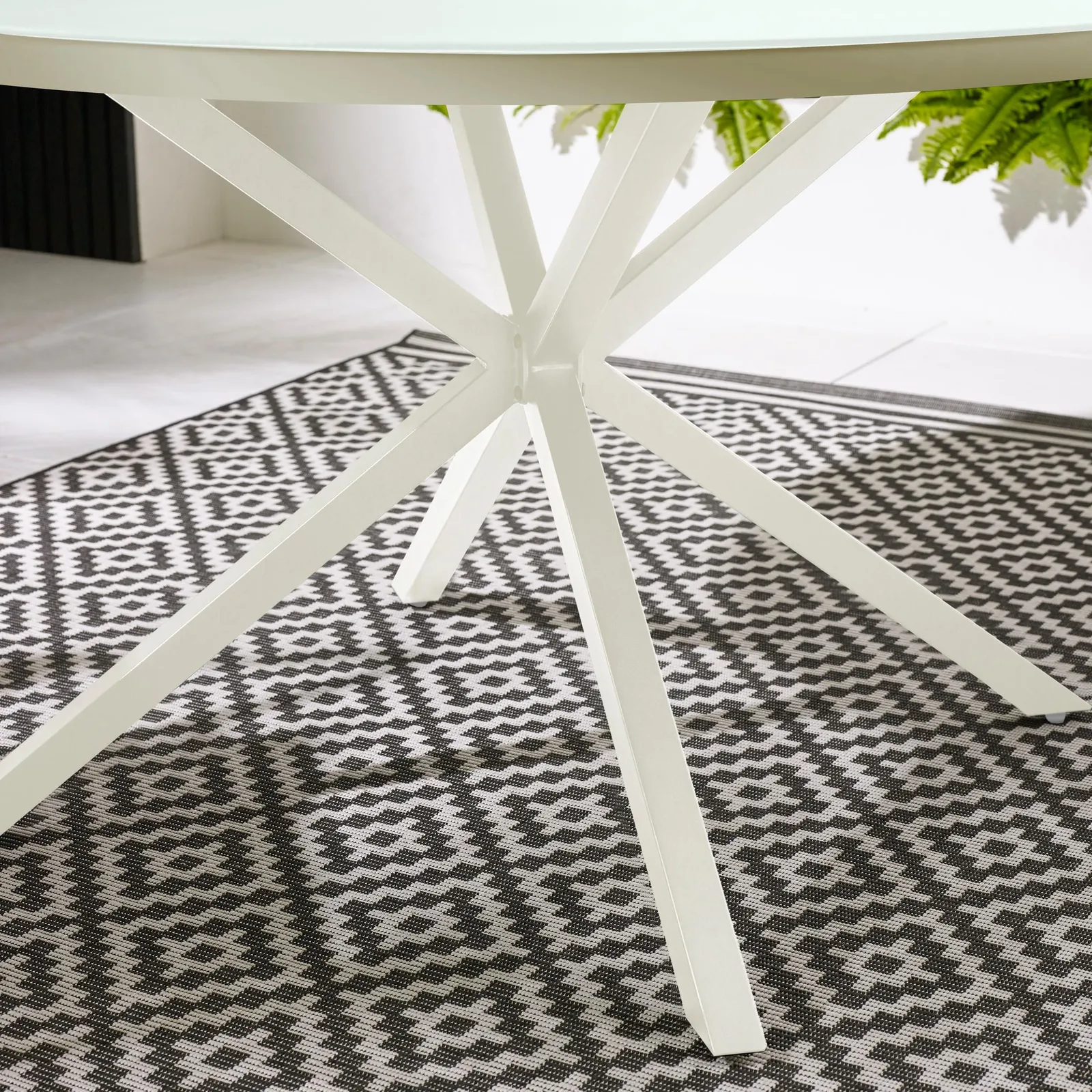 FurnitureboxUK Nanterre Metal & Glass Round Outdoor Dining Table in Cream 3