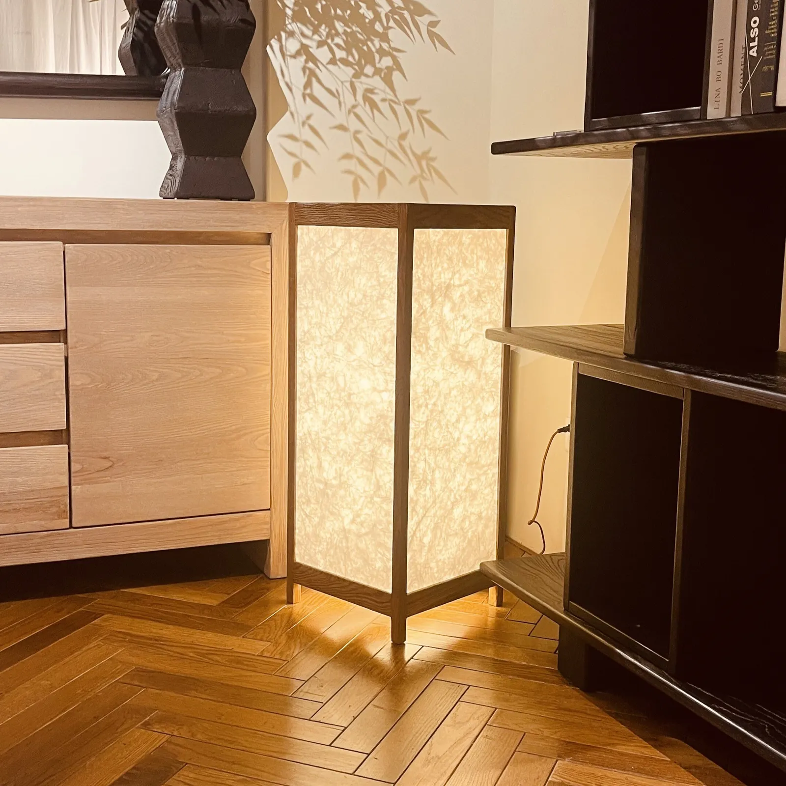 Chinese Style Floor Lamp 35X35X85Cm, White Oak | Barker & Stonehouse 2