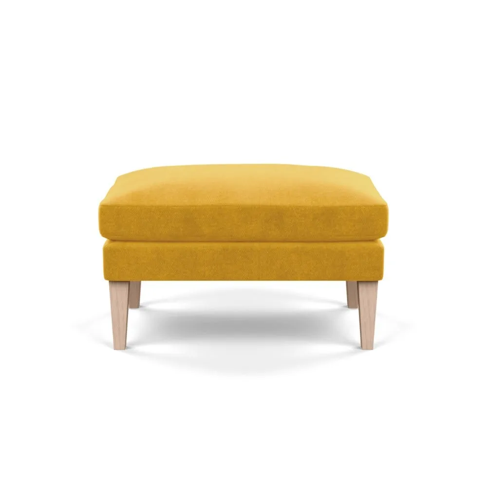 Heal's Wallis Ottoman Smart Luxe Velvet Canary Natural Ash Feet 2