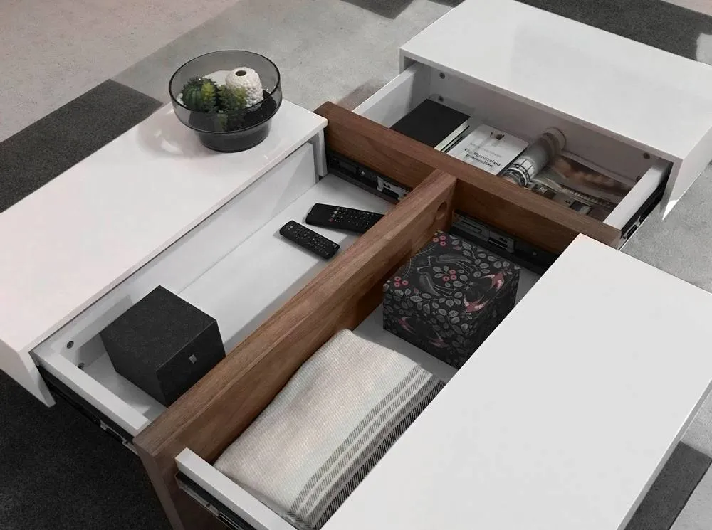 Angel Cerda White & Walnut Rectangular Coffee Table 120x70x35 cm in Brown 5