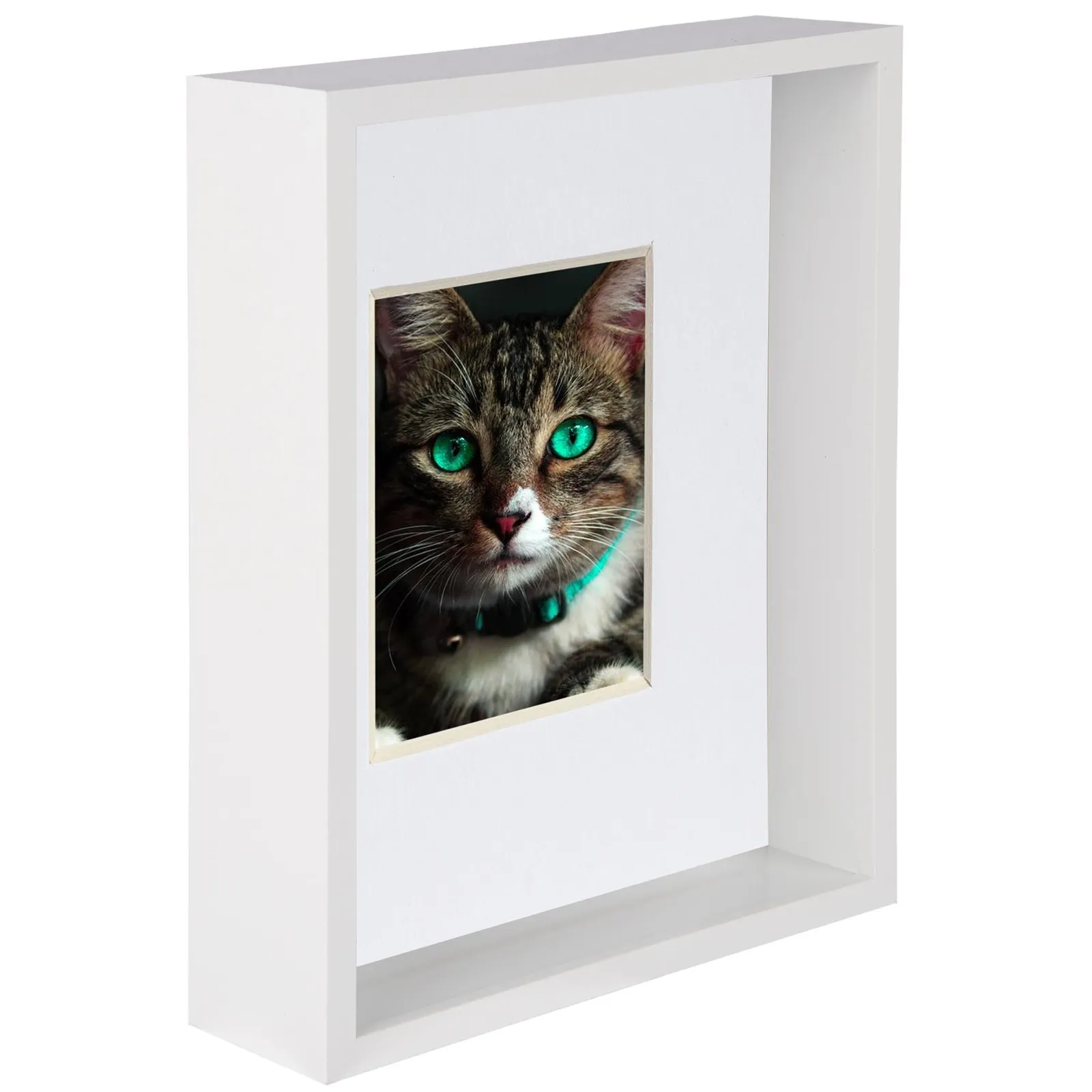 Nicola Spring 8" x 10" 3D Deep Box Photo Frame - 4" x 6" Mount - White