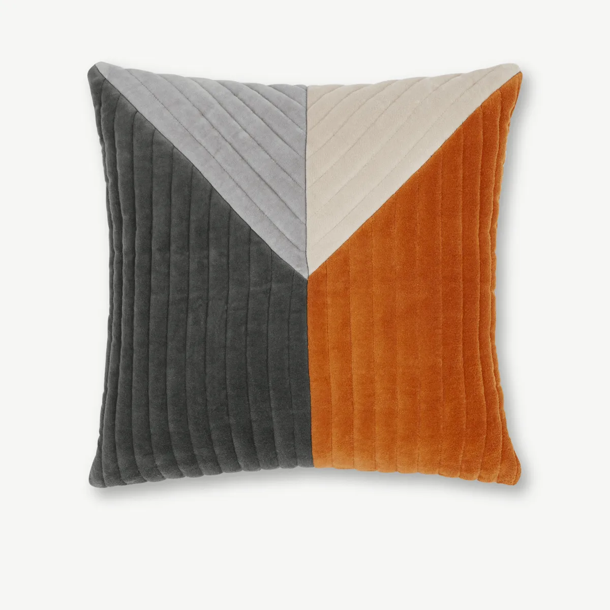 Balico Velvet Panelled Cushion, 45 x 45cm, Burnt Orange