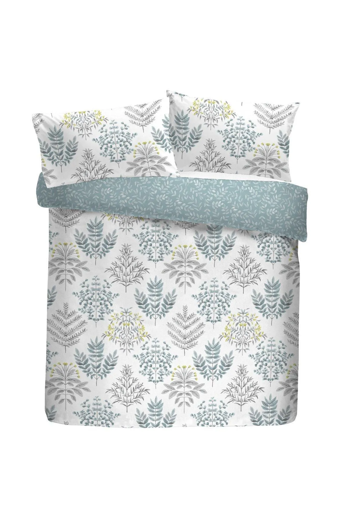 Dreams & Drapes 'Emily' Botanical Fern Print Duvet Cover Set in Duck Egg Blue 4