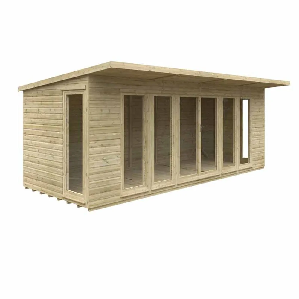 Buttercup Farm 20x8 Feet Tanalised Garden Studio 16mm Shed - Solid Wood/Softwood/Pine in Natural