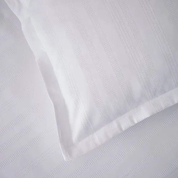 Dorma Purity Staunton Waffle Stripe White 100% Cotton Duvet Cover and Pillowcase Set 3