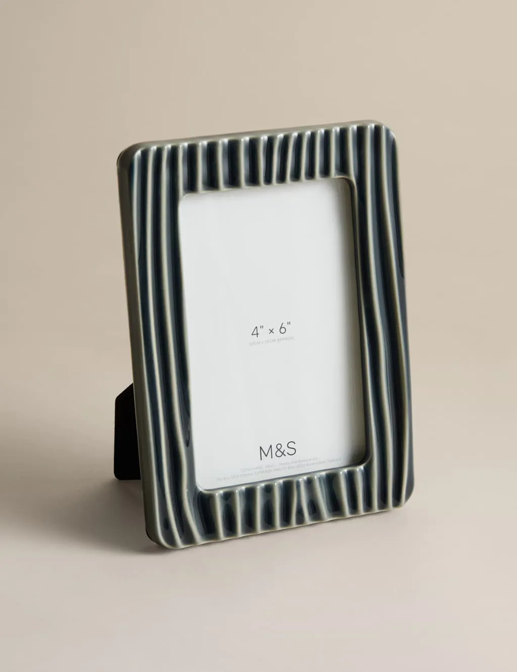 M&S Ceramic Textured Line Photo Frame 4x6 inch Blue