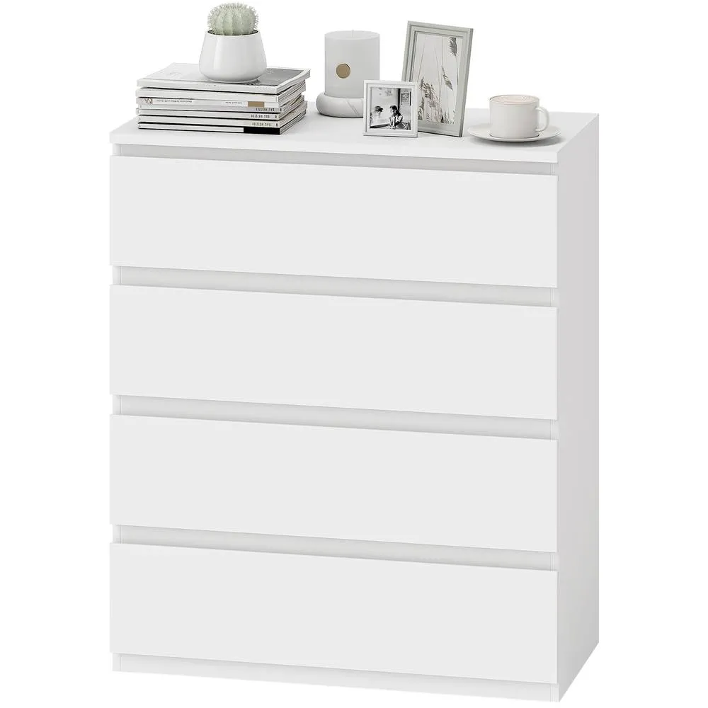 HOMCOM Chest of Drawers, 4 Drawer Storage Cabinet Unit for Bedroom, White