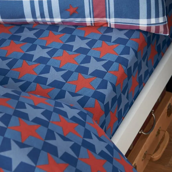 Catherine Lansfield Stars and Check Fitted Bed Sheet 1