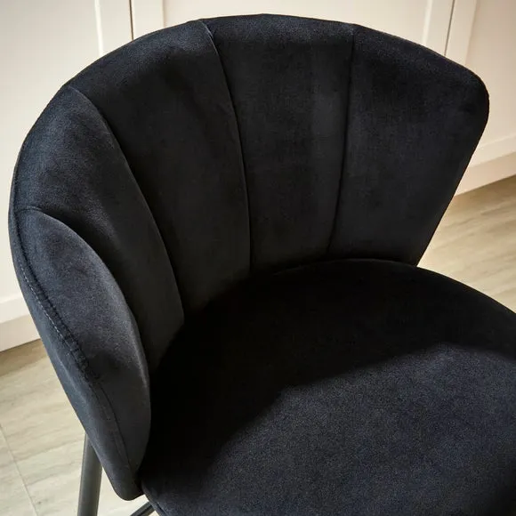 Kiley Bar Stool with Black Legs, Velvet 3