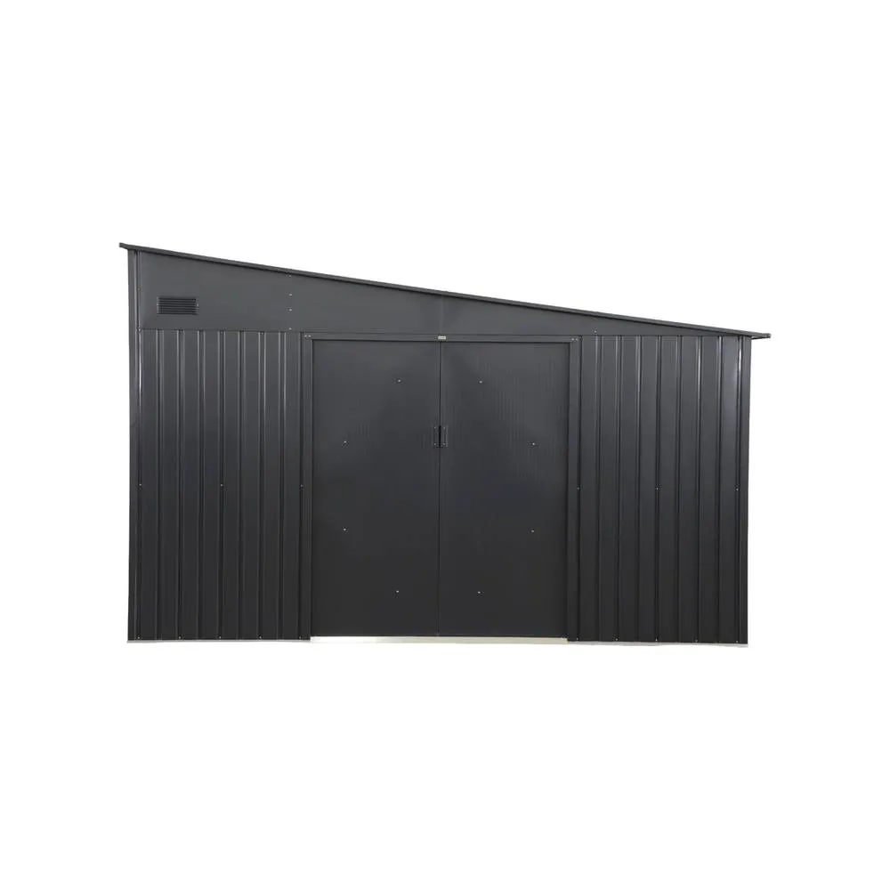 sweeek 11.01 m² galvanized steel lean-to garden shed with anchoring kit in Dark Grey 4