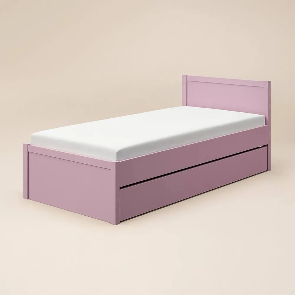 Flair Oli Single Wooden Bed with Drawers in Pink 4