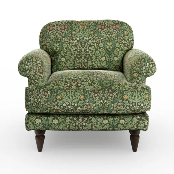 Jolene William Morris Blackthorn Print Velvet Snuggle Chair 6