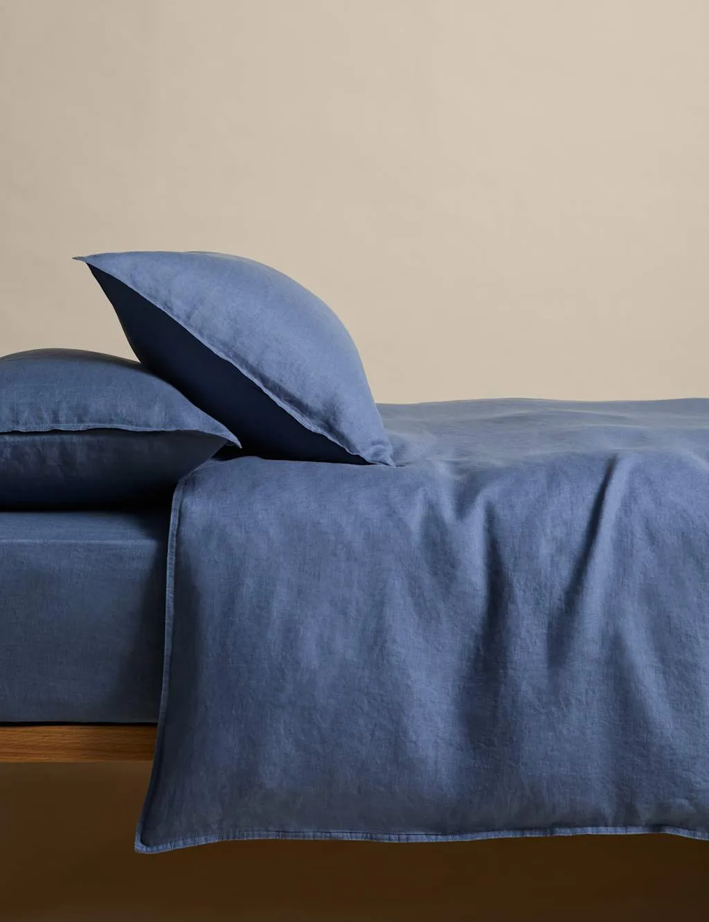 M&S Pure Linen Bedding Set Slate Blue