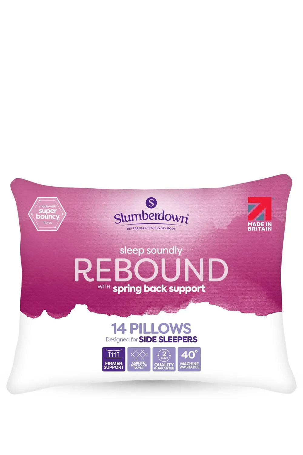 Slumberdown 14 Pack Sleep Soundly Rebound Firm Support Side Sleeper Pillows in White
