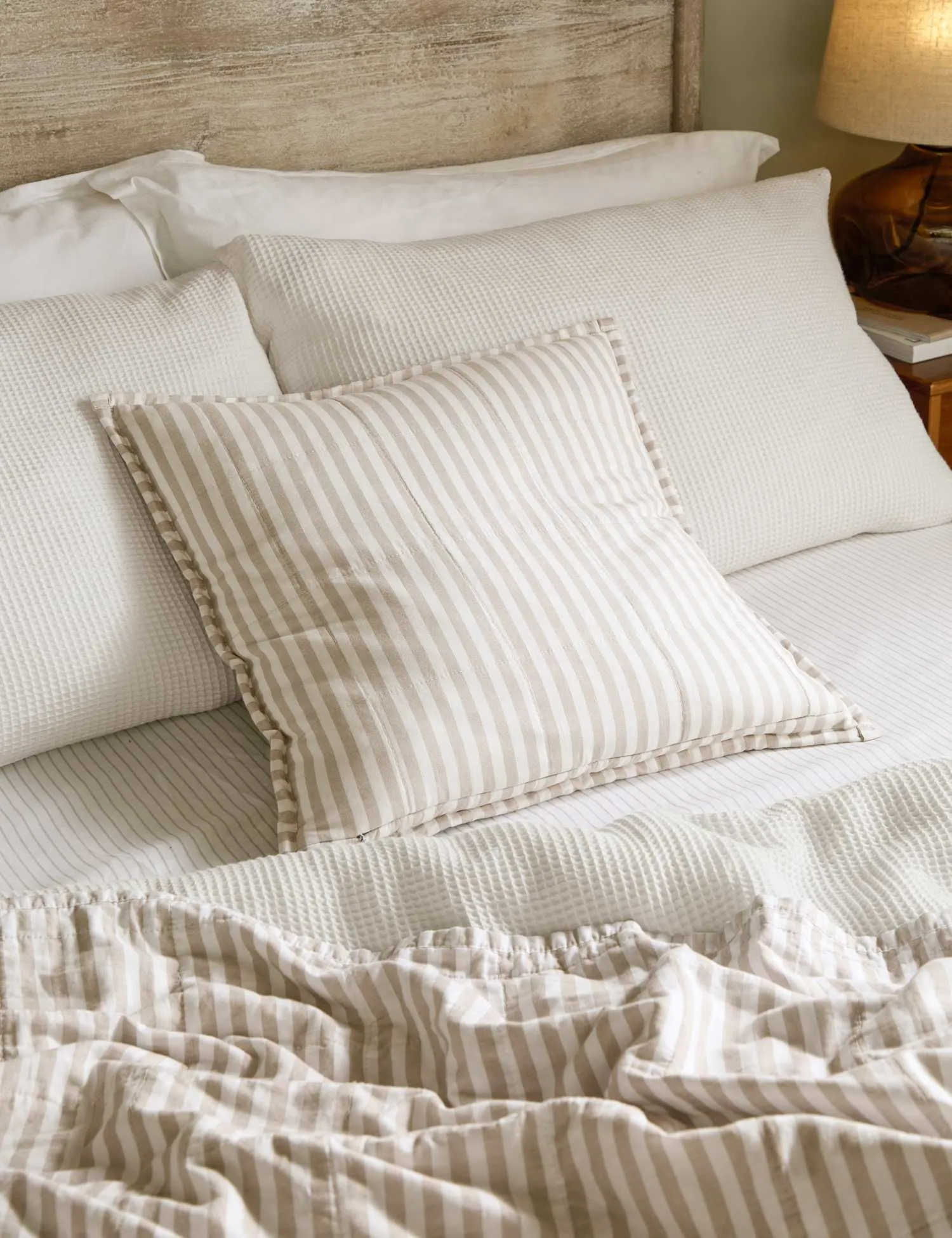 YARD Hebden Striped Cotton Cushion Natural Mix
