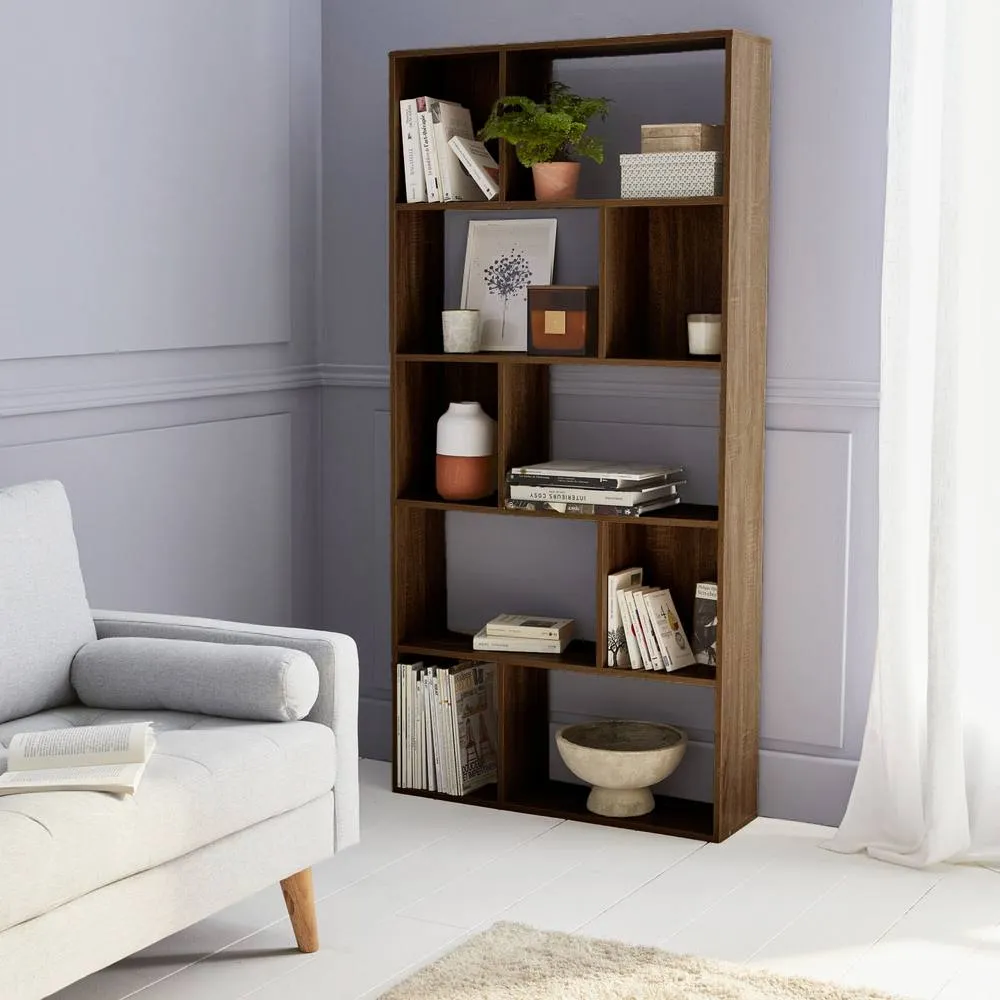 sweeek 5-shelf Bookcase With 10 Compartments in Dark Brown 4
